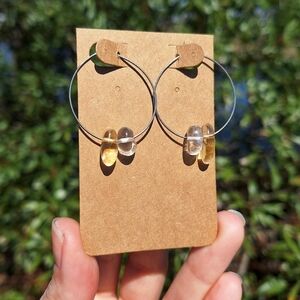 Honey Citrine, Quartz Hoop Earrings ~ Handmade Jewelry
